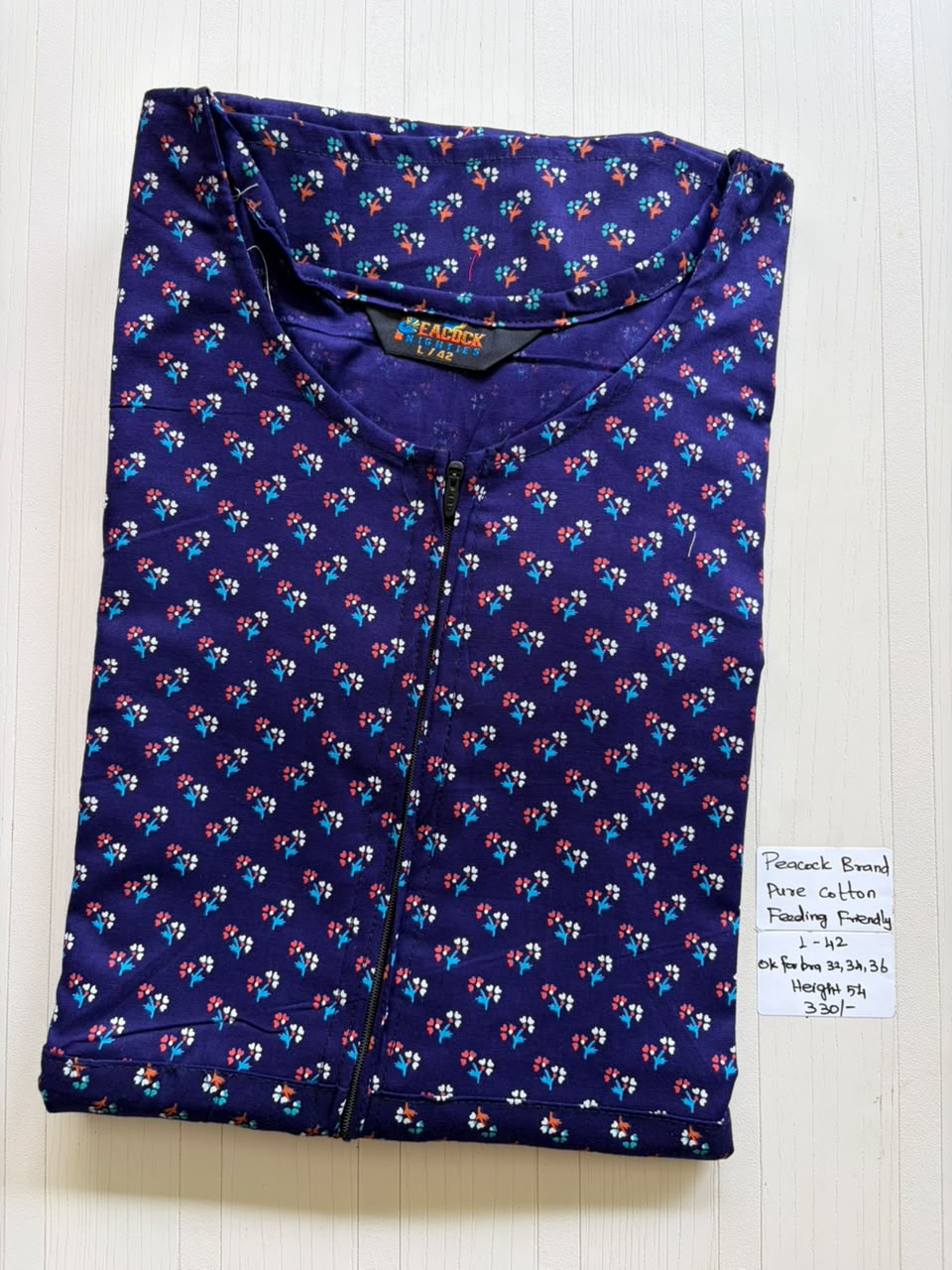 AASHP 102 Peacock Pleats Zip Nighty BP HP LPS