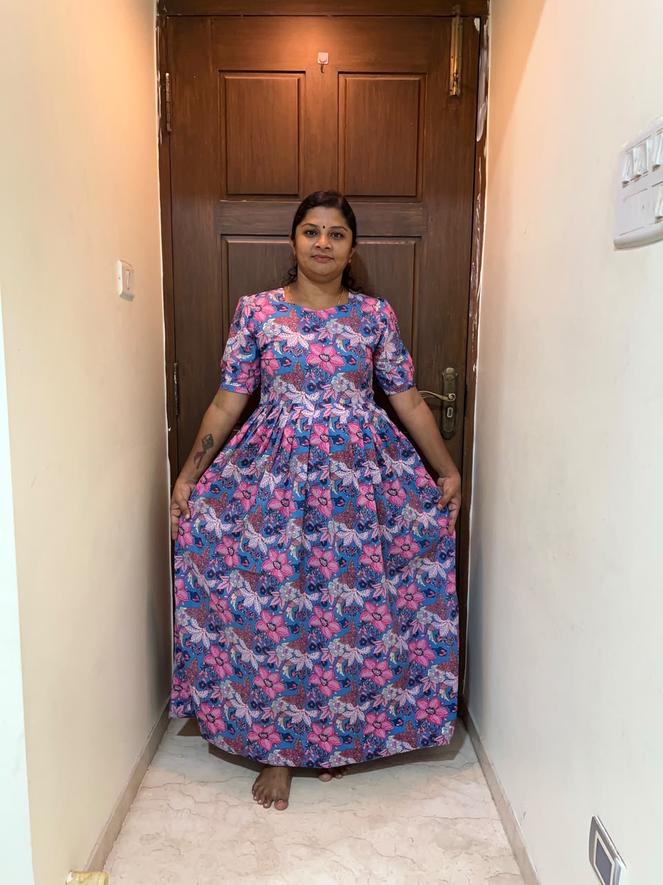 MFS183 Peacock maxi frock YY1