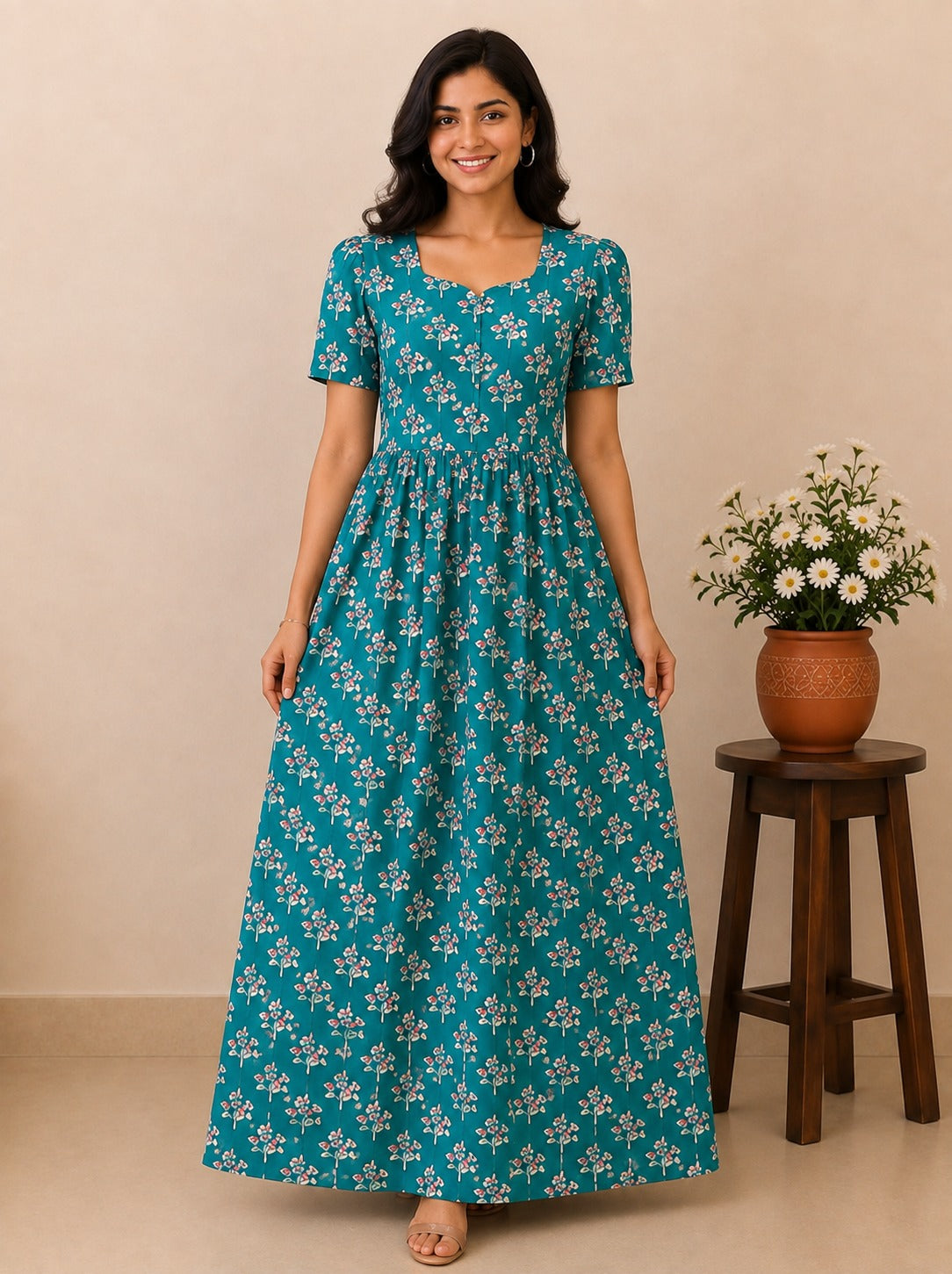 MFS195 Peacock Feeding maxi frock FD FM1