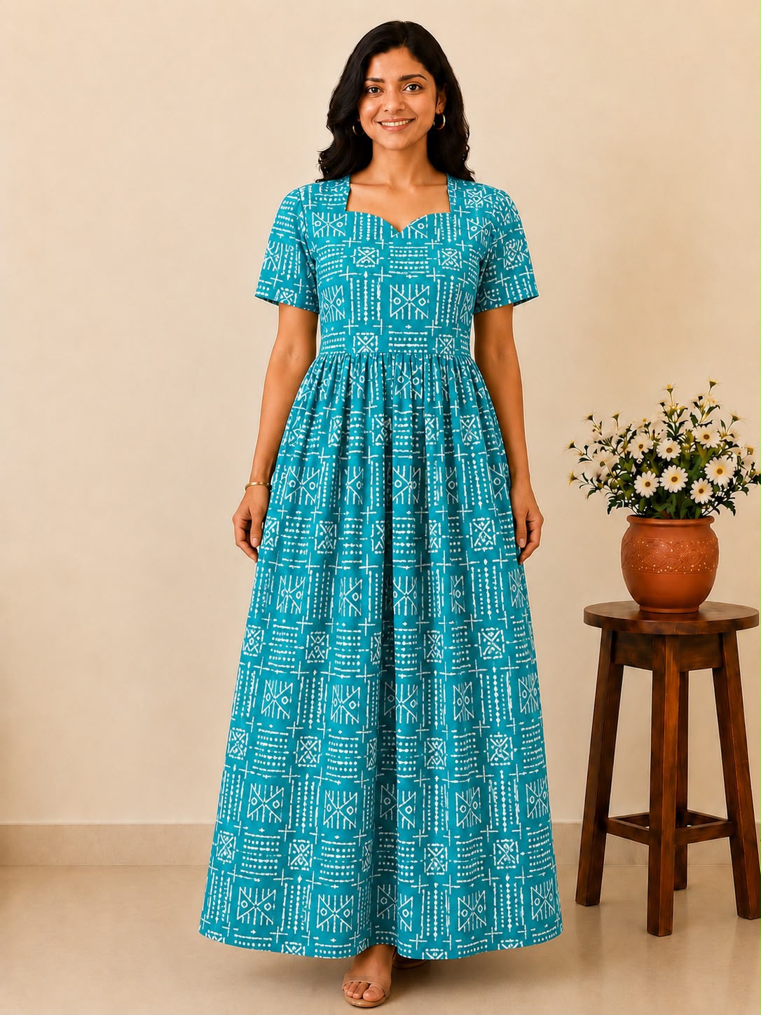 MFS 262 Peacock maxi frock YY1