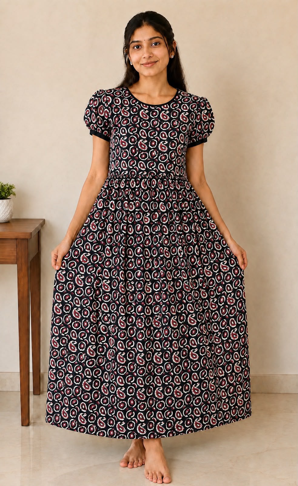 MFS 279 Peacock maxi frock YY1