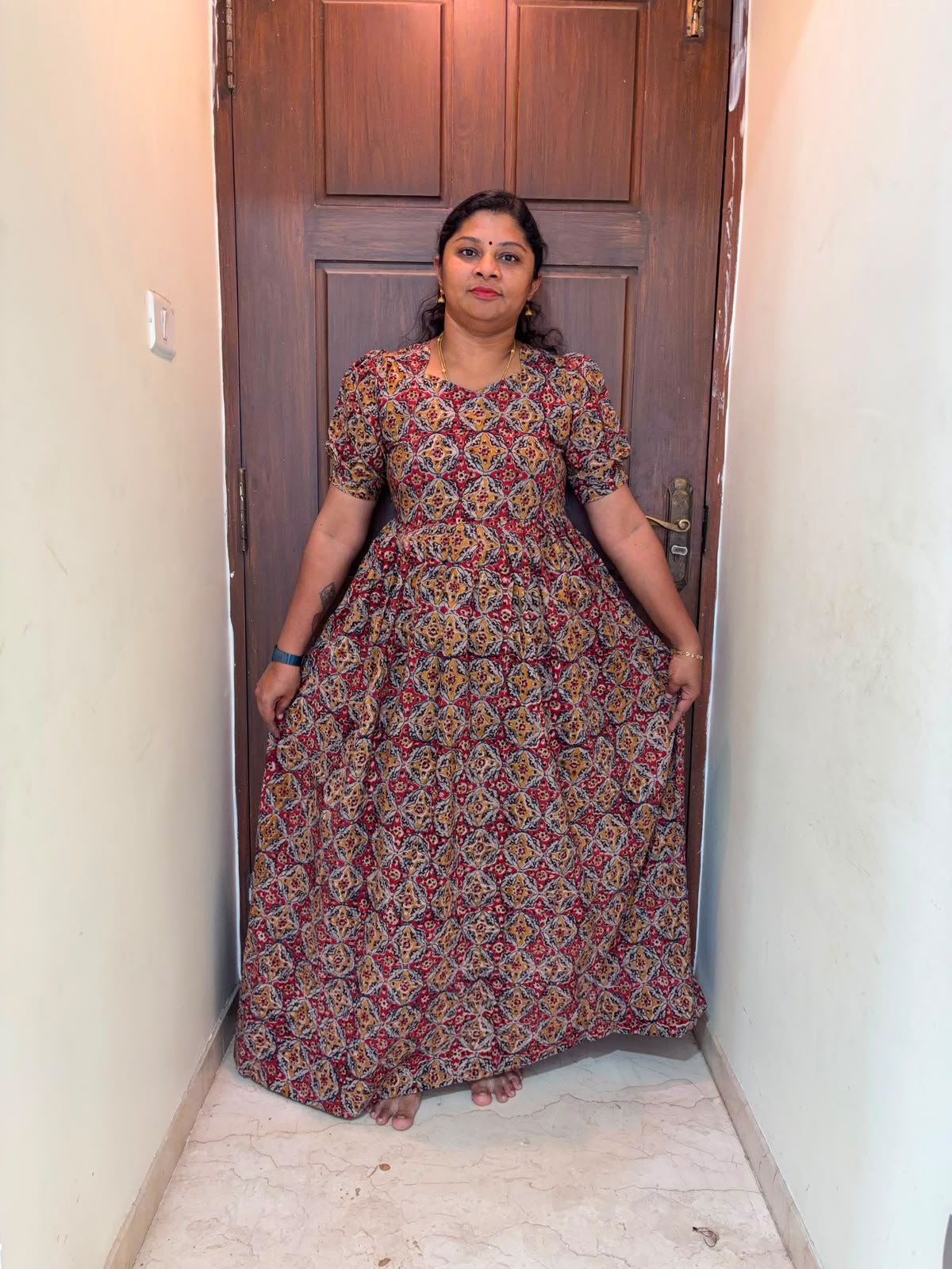MFS 305 Peacock Height Kalamkari maxi frock YY1 YY2