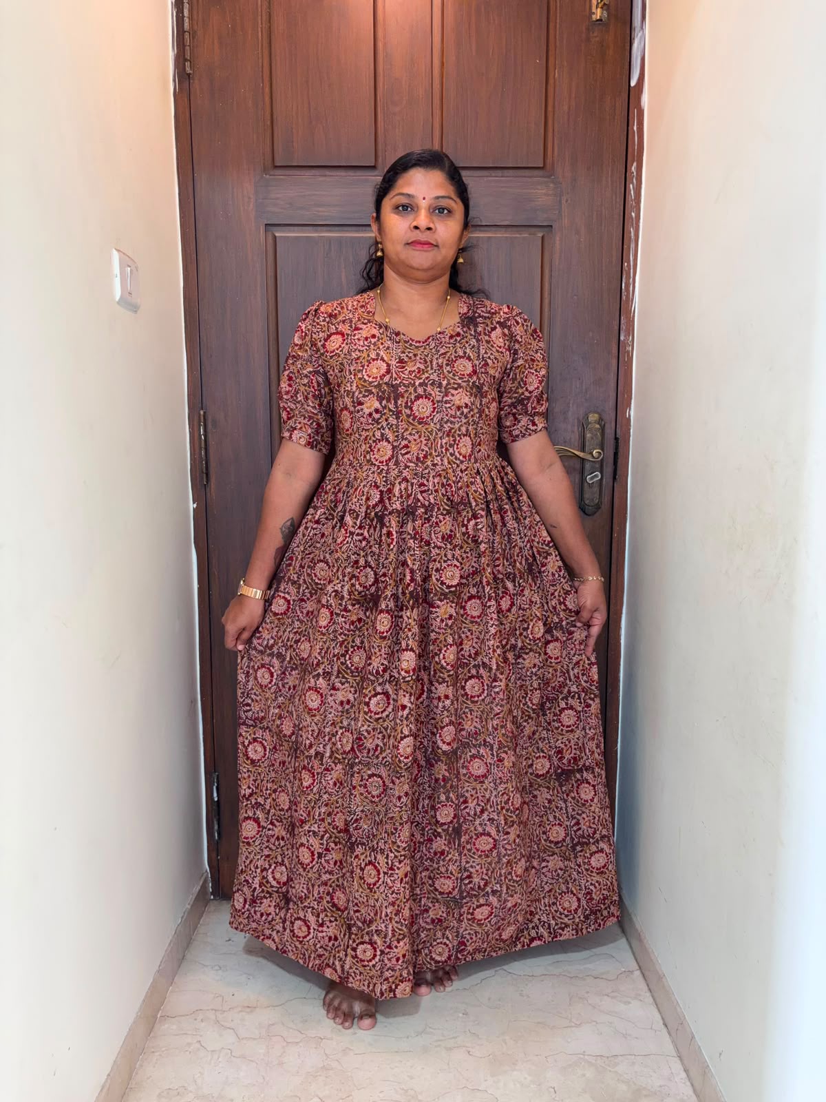 MFS 308 Peacock Height Kalamkari maxi frock YY1 YY2