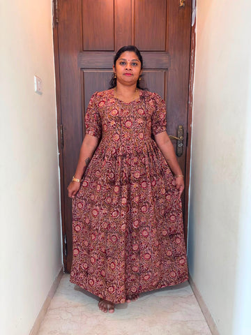 MFS 308 Peacock Height Kalamkari maxi frock YY1 YY2