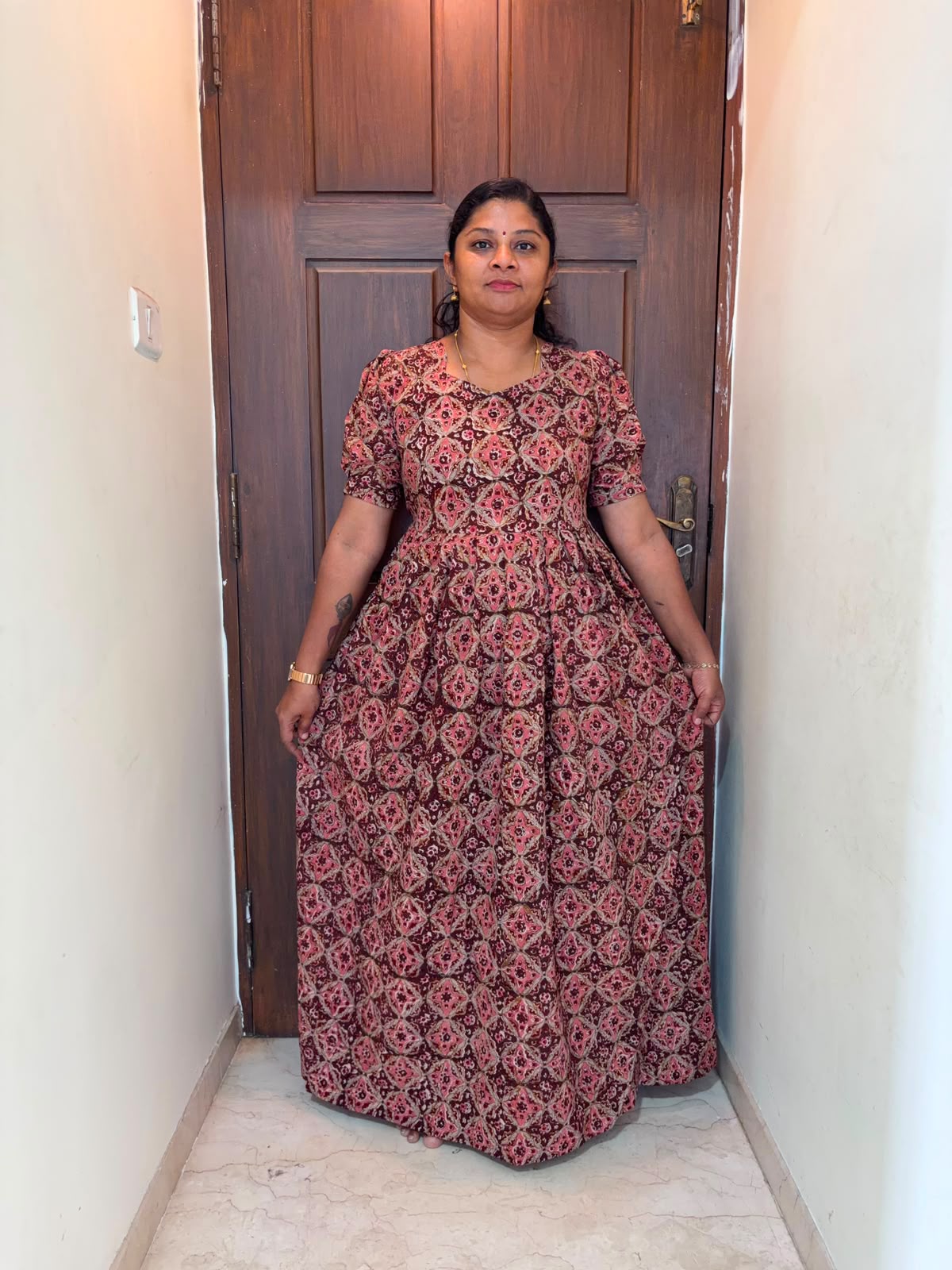 MFS 309 Peacock Height Kalamkari maxi frock YY1 YY2