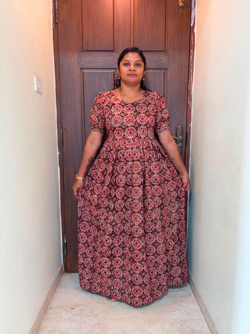 MFS 309 Peacock Height Kalamkari maxi frock YY1 YY2