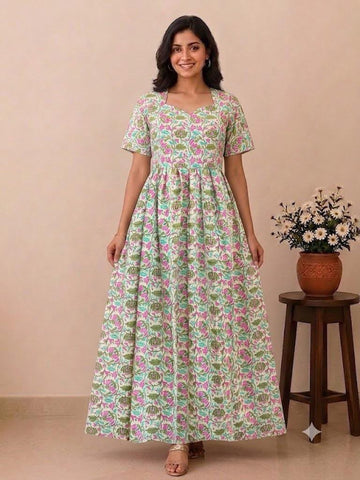 MFS 407 Peacock Feeding maxi frock FD FM1