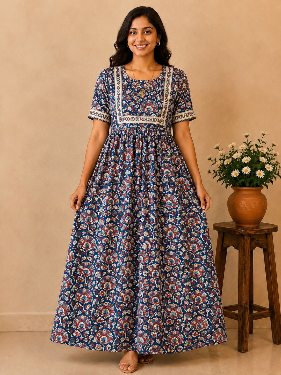 MFS 438 Peacock maxi frock YY1