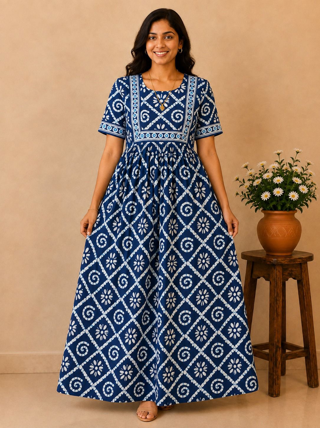 MFS 436 Peacock maxi frock YY1