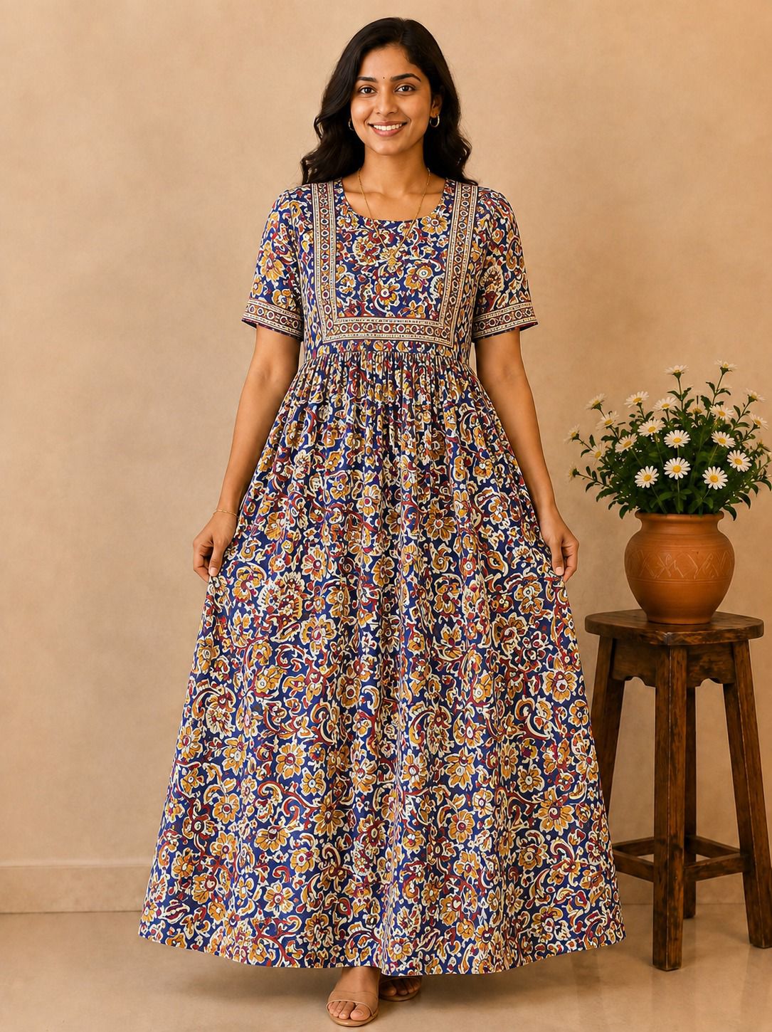 MFS 437 Peacock maxi frock YY1