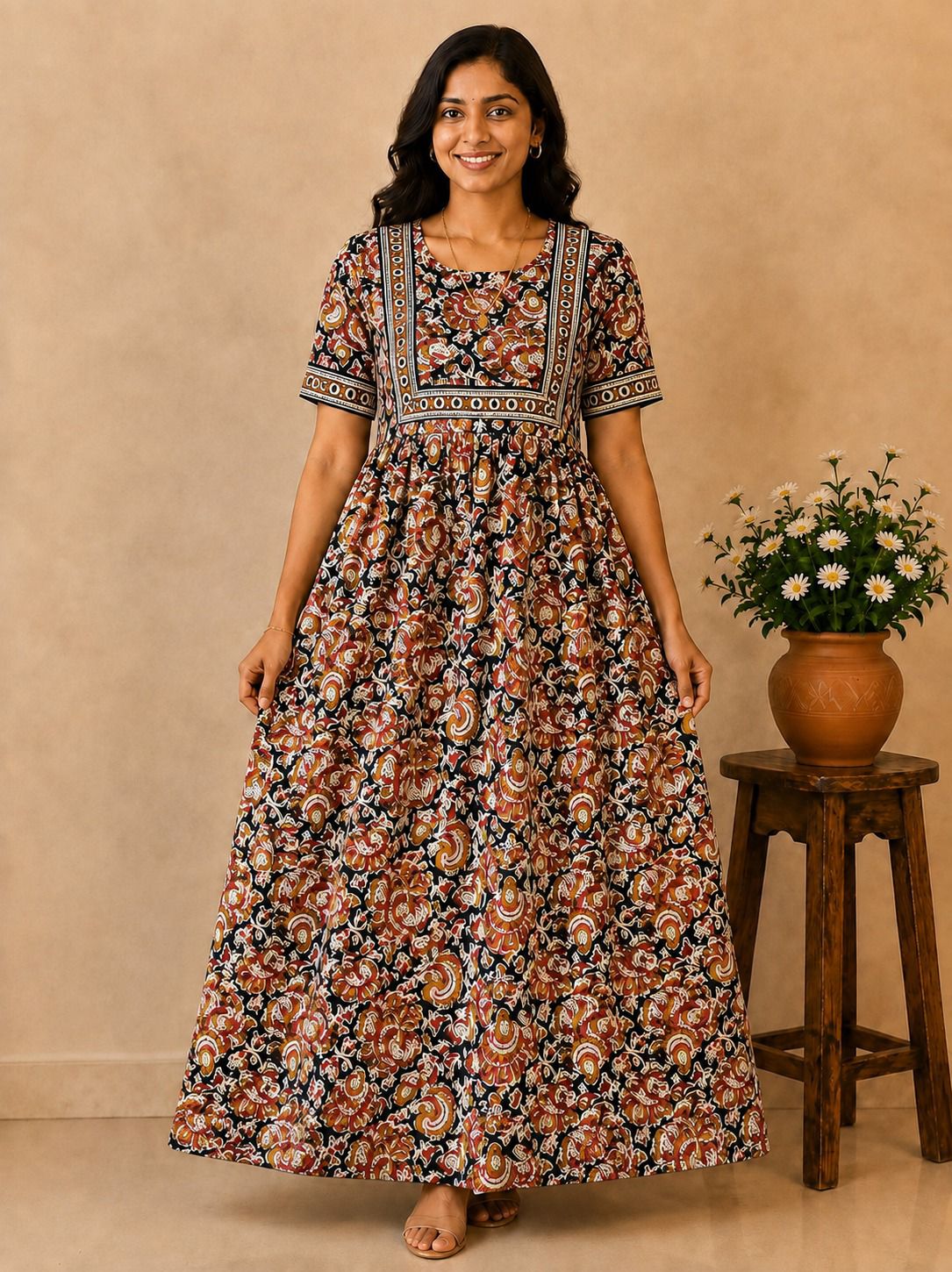 MFS 439 Peacock maxi frock YY1
