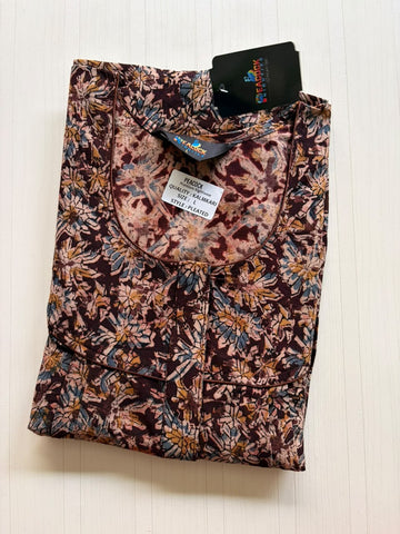 MKS052 Block Kalamkari peacock Pleats zip BP HEIGHT 56'