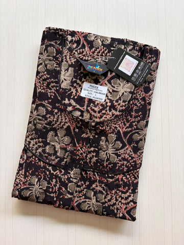 MKS051 Block Kalamkari peacock Pleats zip BP HEIGHT 56'