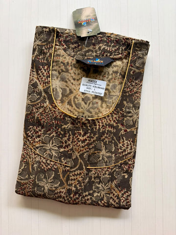 MKS065 Block Kalamkari peacock Pleats zip BP HEIGHT 56'