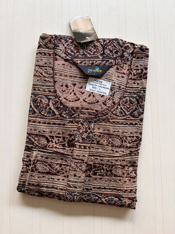 MKS064 Block Kalamkari peacock Pleats zip BP HEIGHT 56'