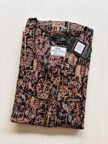 MKS060 Block Kalamkari peacock Pleats zip BP HEIGHT 56'
