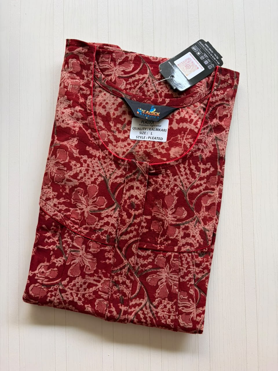 MKS061 Block Kalamkari peacock Pleats zip BP HEIGHT 56'