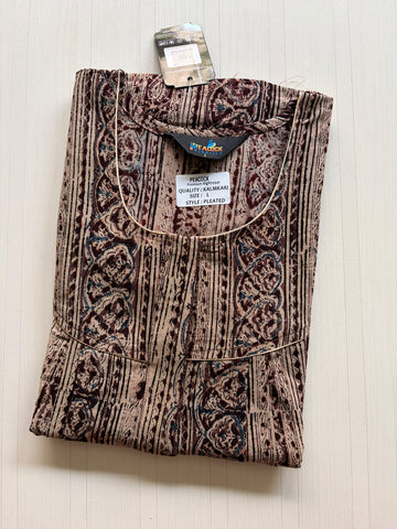 MKS059 Block Kalamkari peacock Pleats zip BP HEIGHT 56'