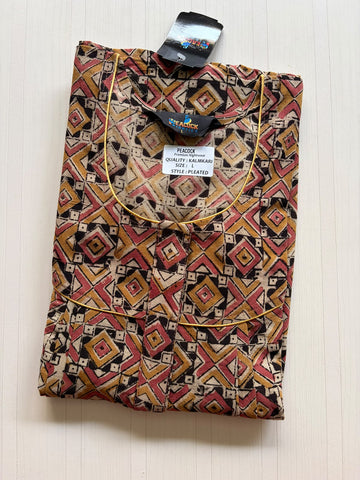 MKS057 Block Kalamkari peacock Pleats zip BP HEIGHT 56'