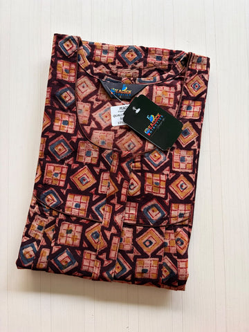 MKS055 Block Kalamkari peacock Pleats zip BP HEIGHT 56'