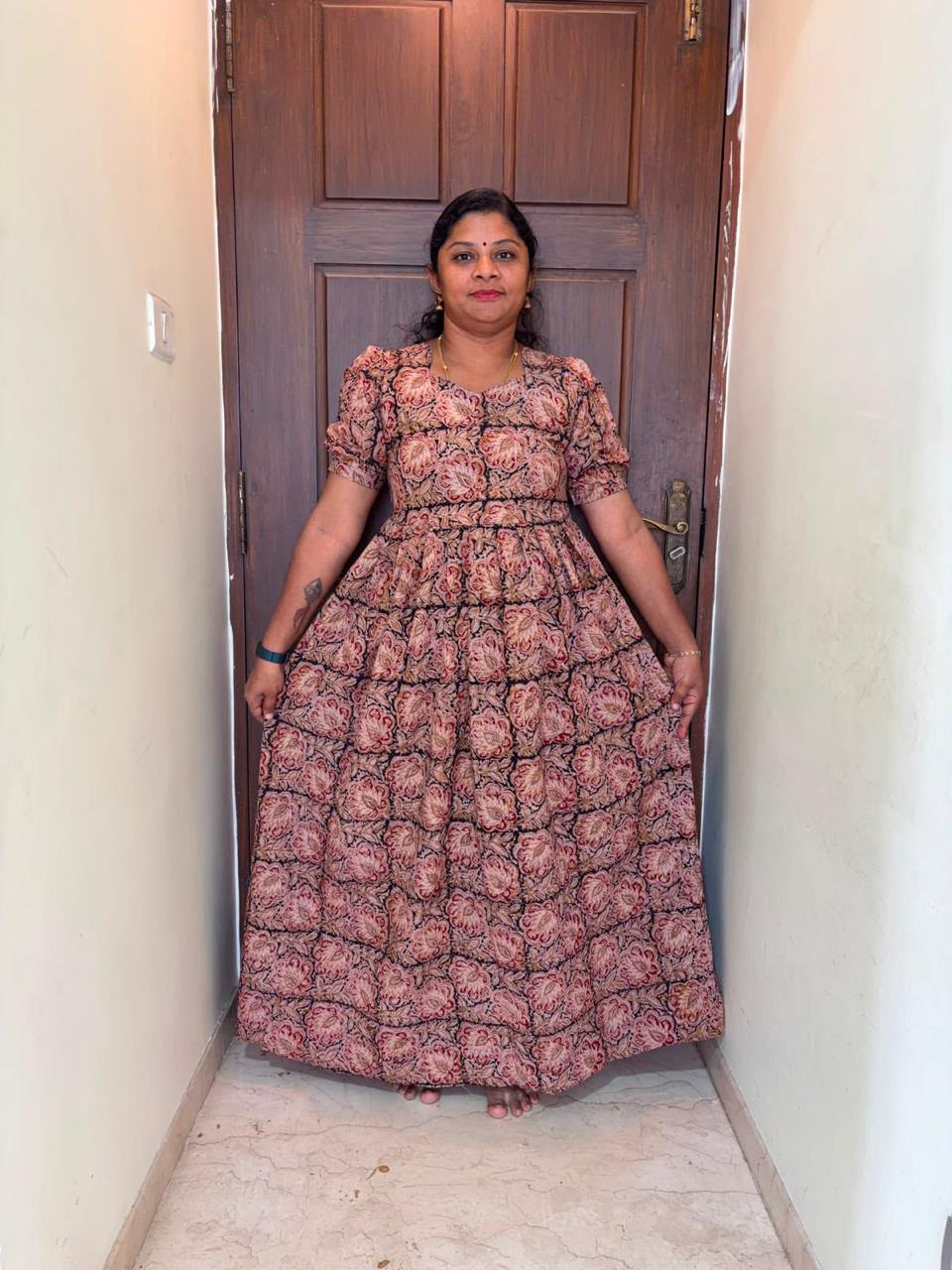 MFS 480  Peacock Height Kalamkari maxi frock YY1 YY2