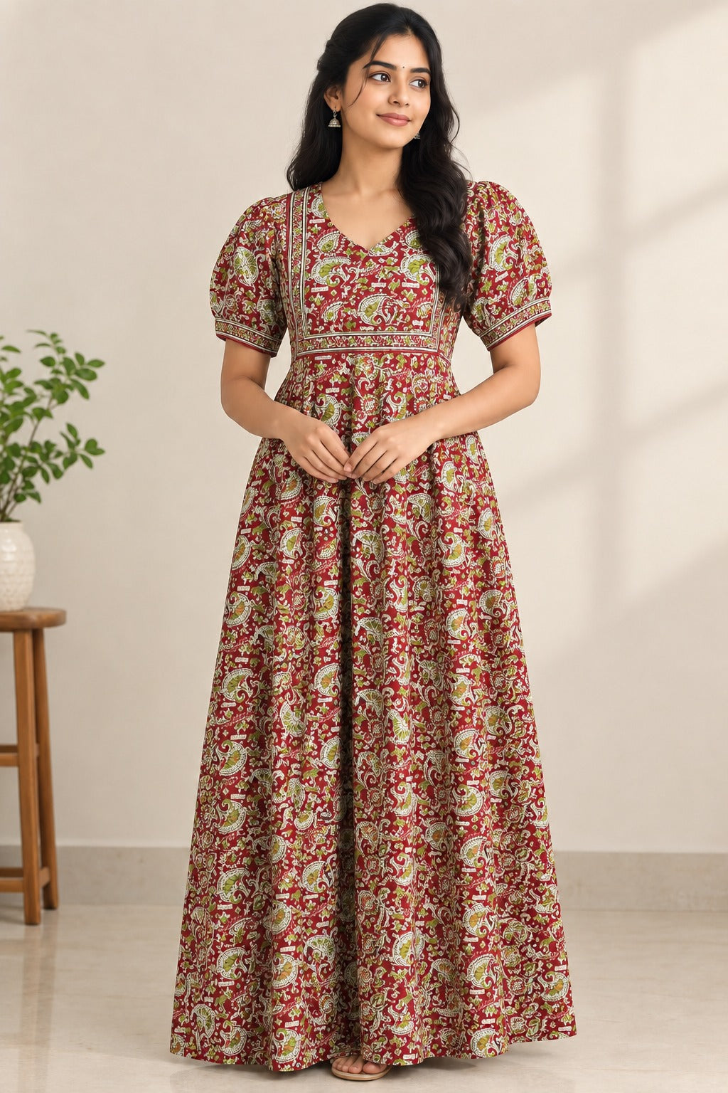 MFS 489 Peacock Height Pure Jyothi Cotton maxi frock YY1 YY2