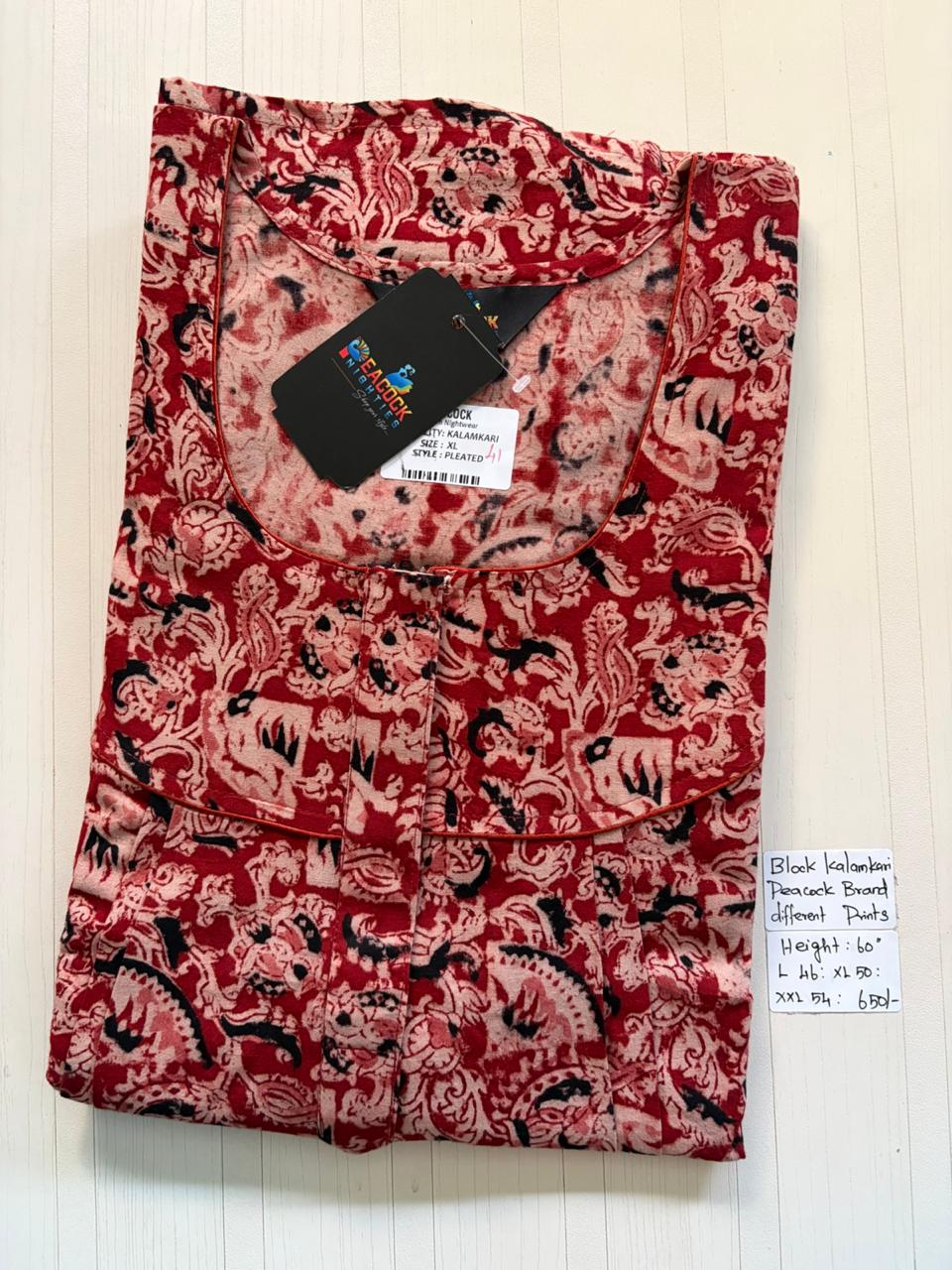 MKS073 Block Kalamkari peacock Pleats zip BP HEIGHT 60'