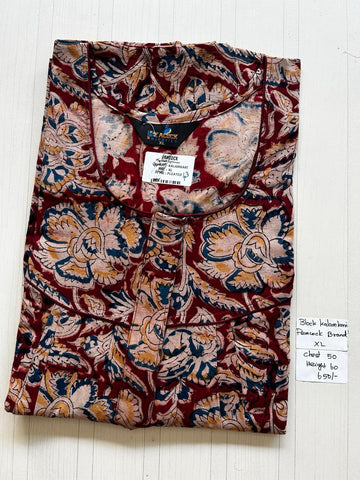 MKS075 Block Kalamkari peacock Pleats zip BP HEIGHT 60'