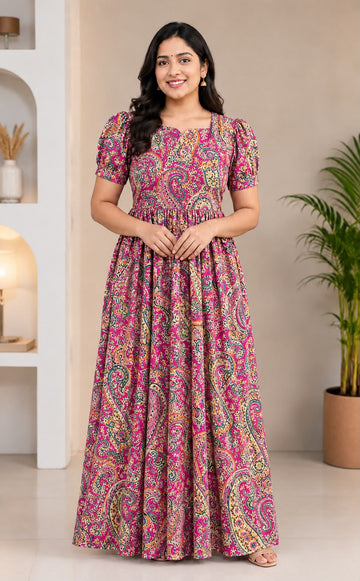 MFS 497 Height Peacock maxi frock YY1 YY2