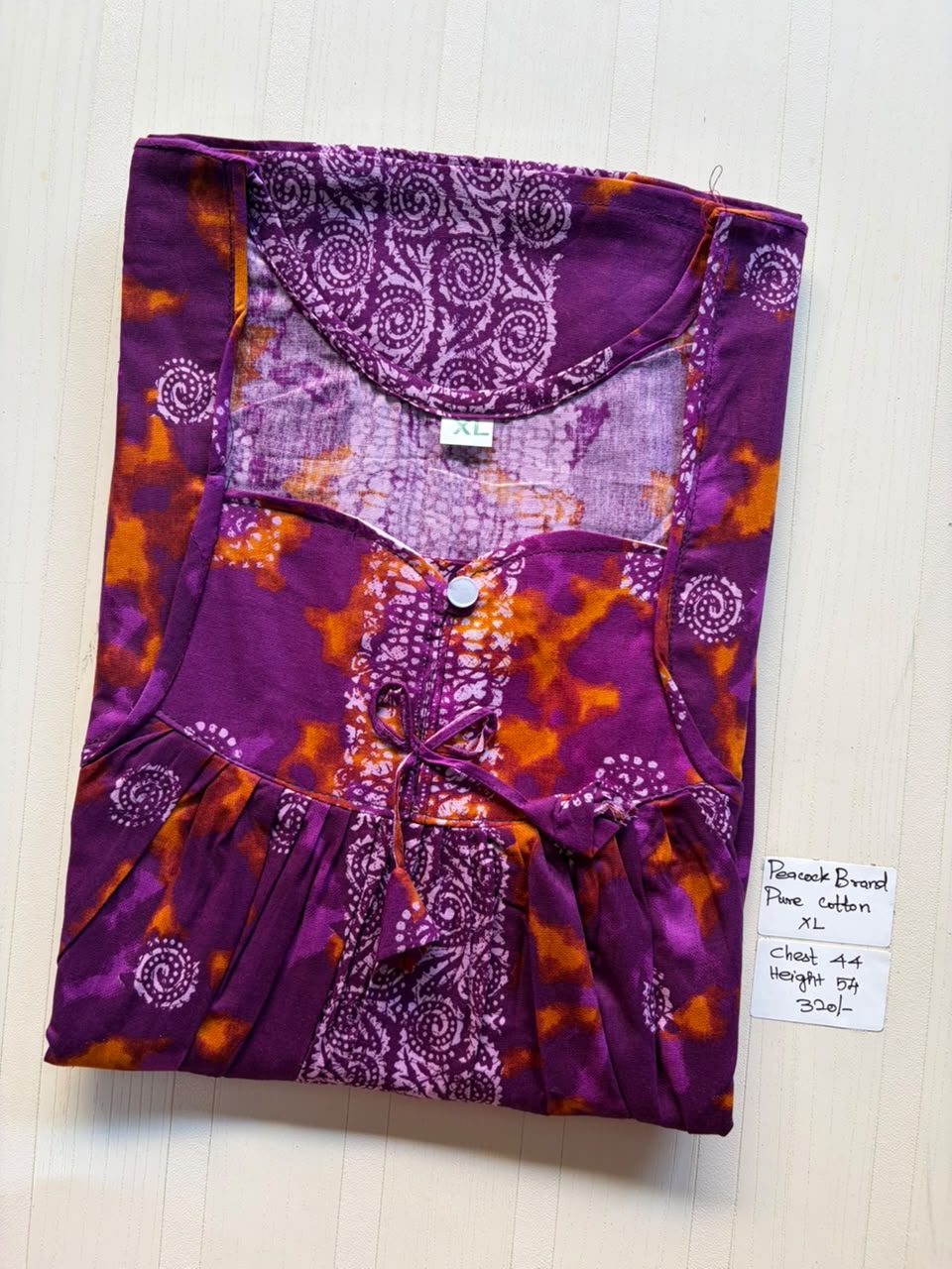 PN 326 Peacock Pleats no Zip Nighty BP CPS