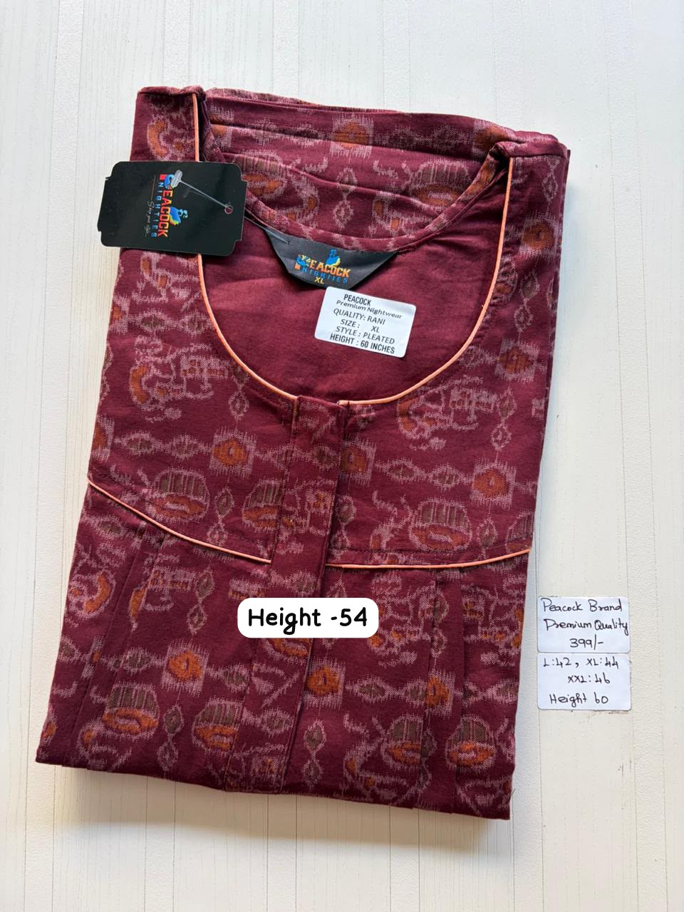 AAS5292 Peacock pleats Zip premium quality BP DD CPS DPS Height 54