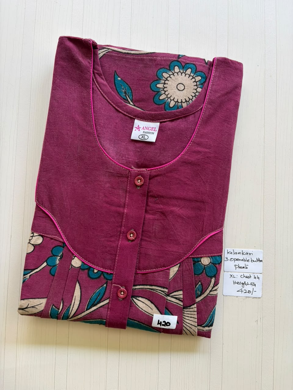 AASBP 221 Peacock Pleats Kalamkari Nighty BP CPS