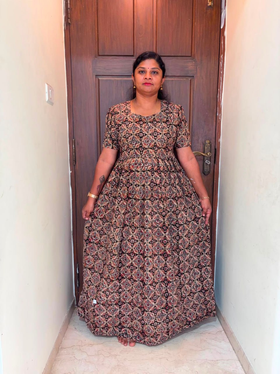 MFS 297 Peacock Height Kalamkari maxi frock YY1 YY2