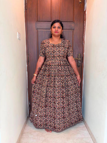 MFS 297 Peacock Height Kalamkari maxi frock YY1 YY2