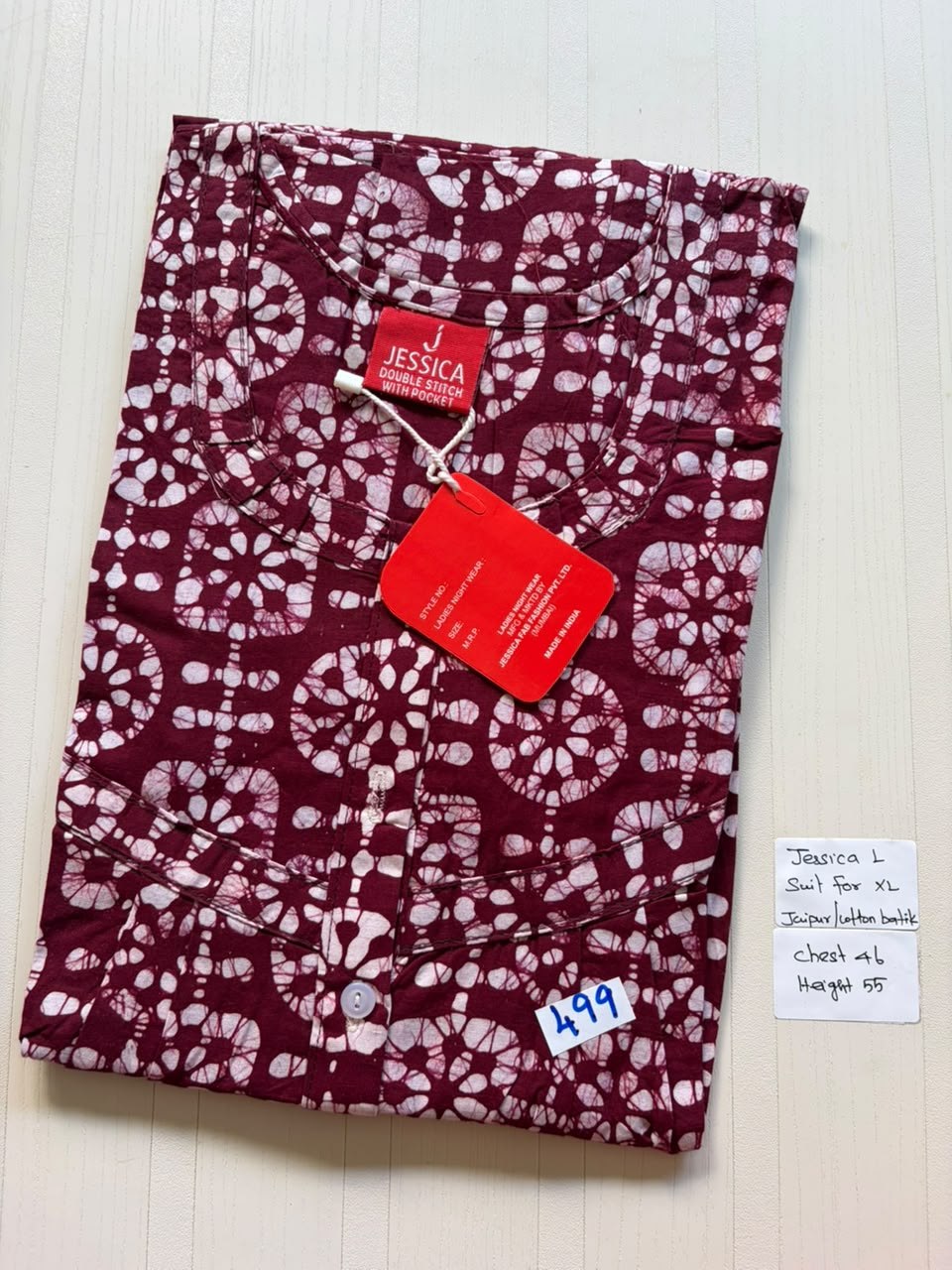 BJS 1116 Jessica Pleats Batik Nighty 550