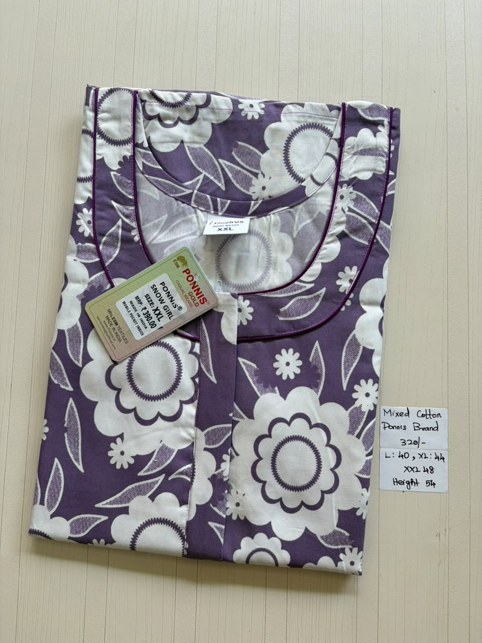MCS 036 Ponni's Mixed Cotton Zip Nighty