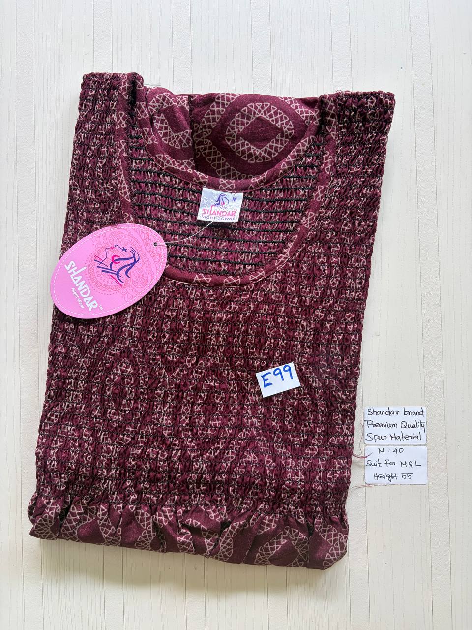 ASS213 Shandar Spun nighty smoking frock