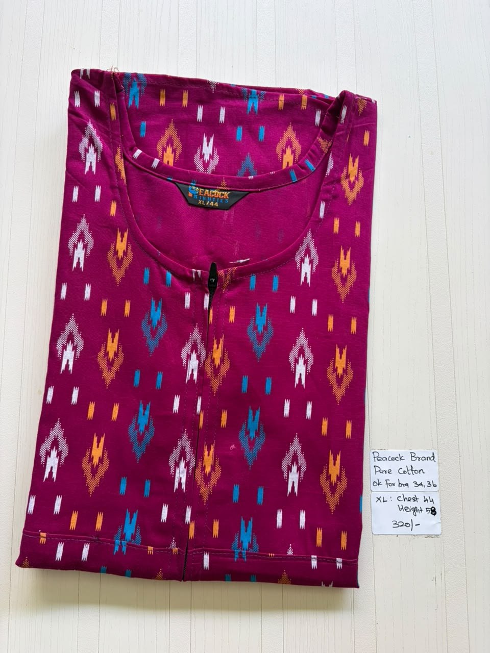AASZ 177 Height Peacock Zip Nighty BP HP CPS