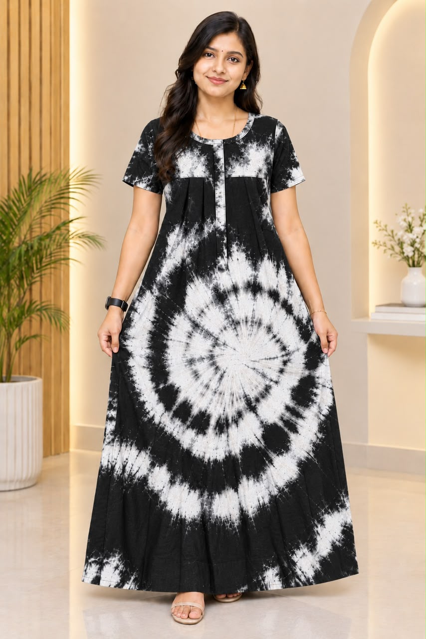 AASHP 168 Height Peacock Pleats Zip Nighty BP HP CPS