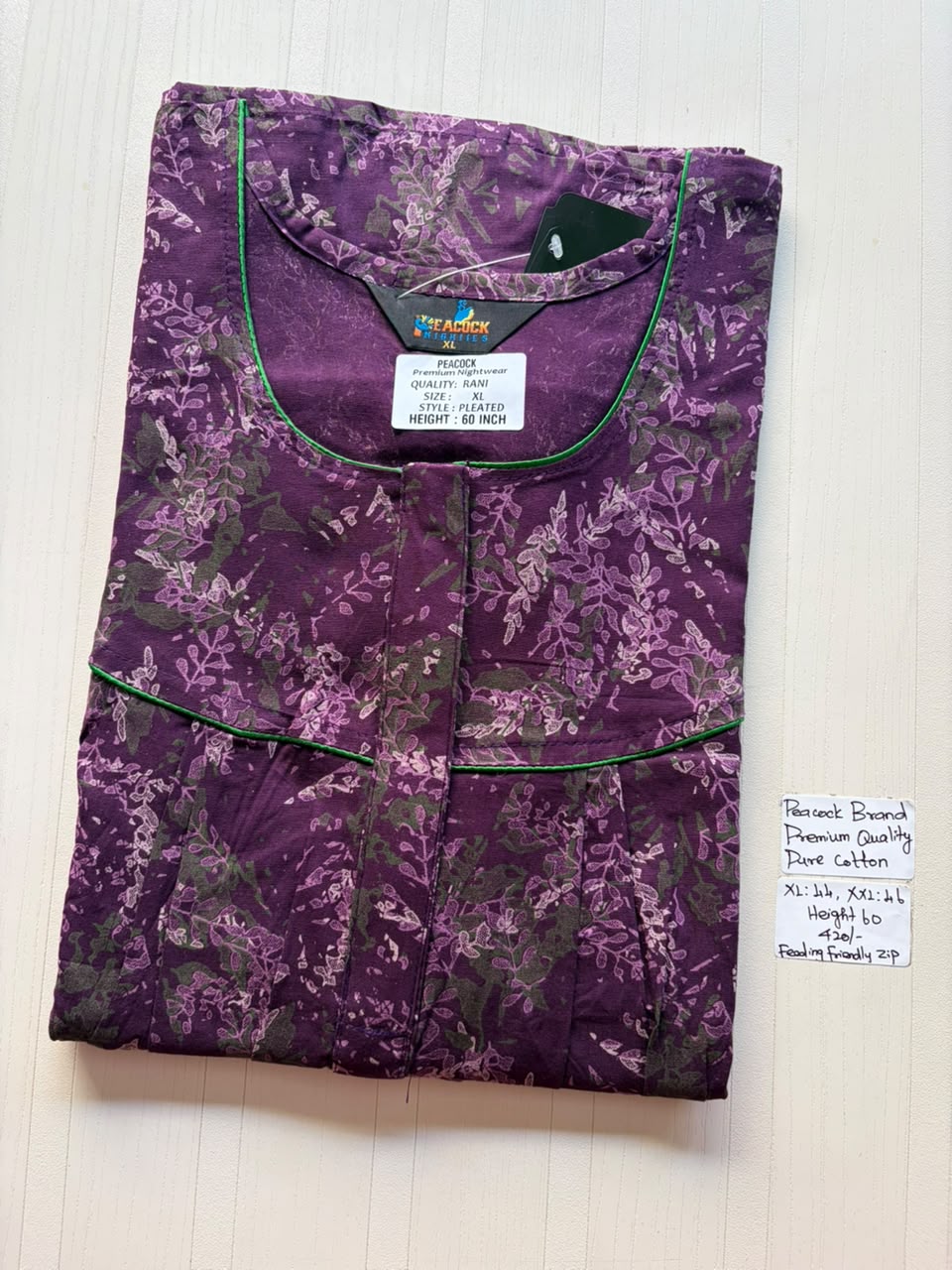 AASHP 340 Height Peacock Zip Nighty BP HP CPS DPS