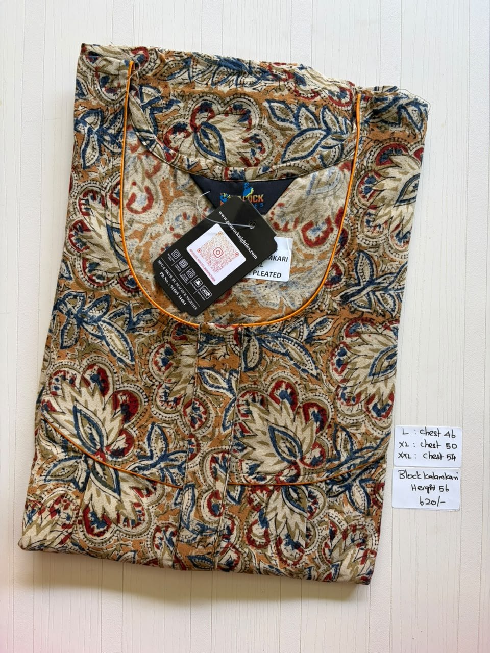 MKS021 Block Kalamkari peacock Pleats zip BP HEIGHT 56'