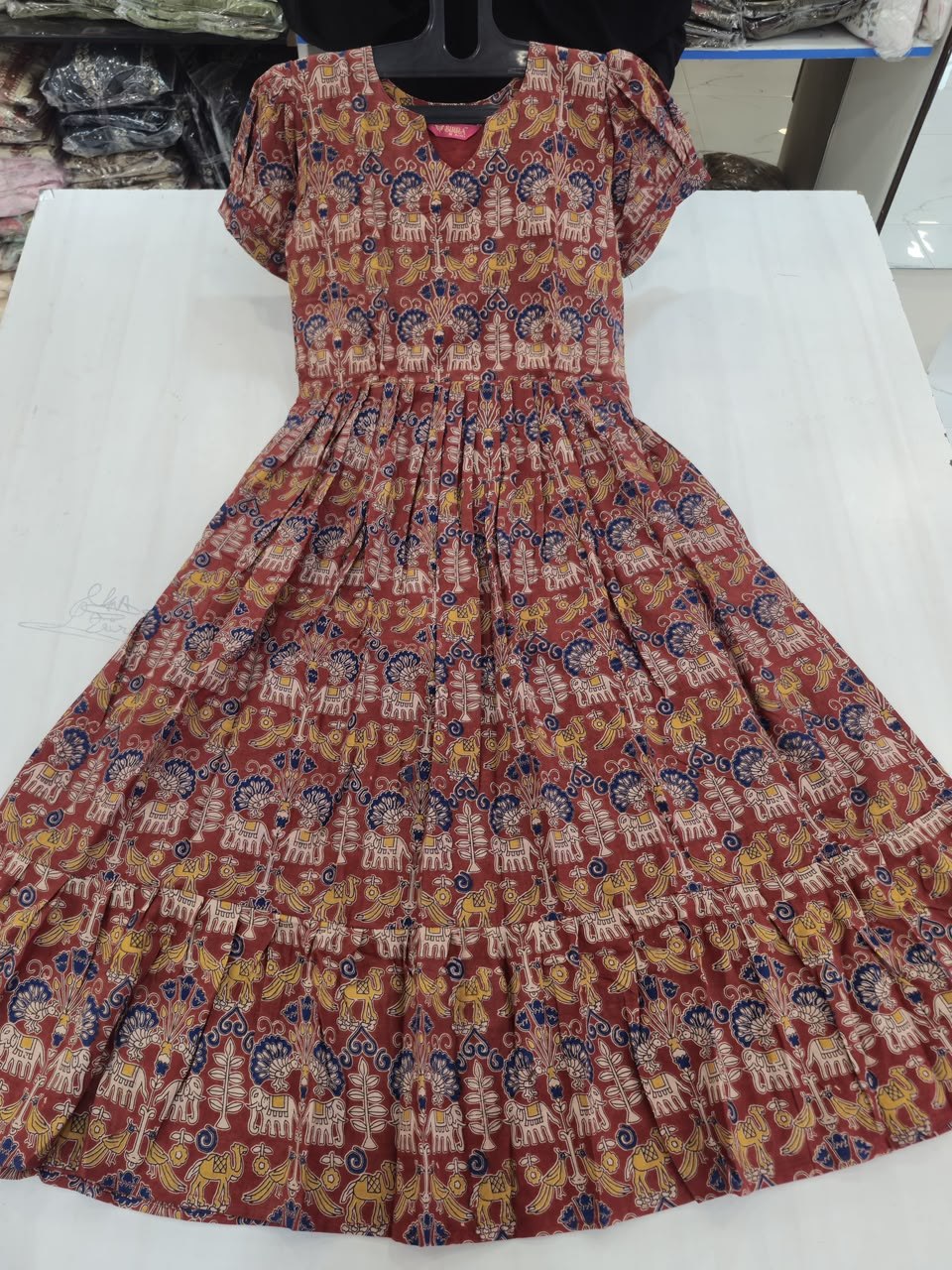 MFS 389 Peacock Kalamkari Maxi Frock YY1
