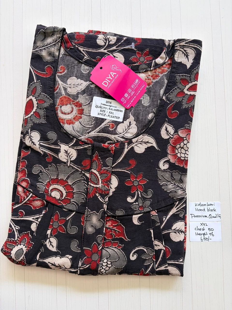 CKS034 Height Block Kalamkari peacock Pleats zip DD
