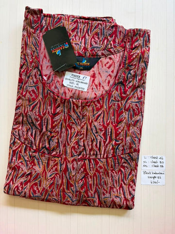 MKS018 Block Kalamkari peacock Pleats zip BP HEIGHT 56'