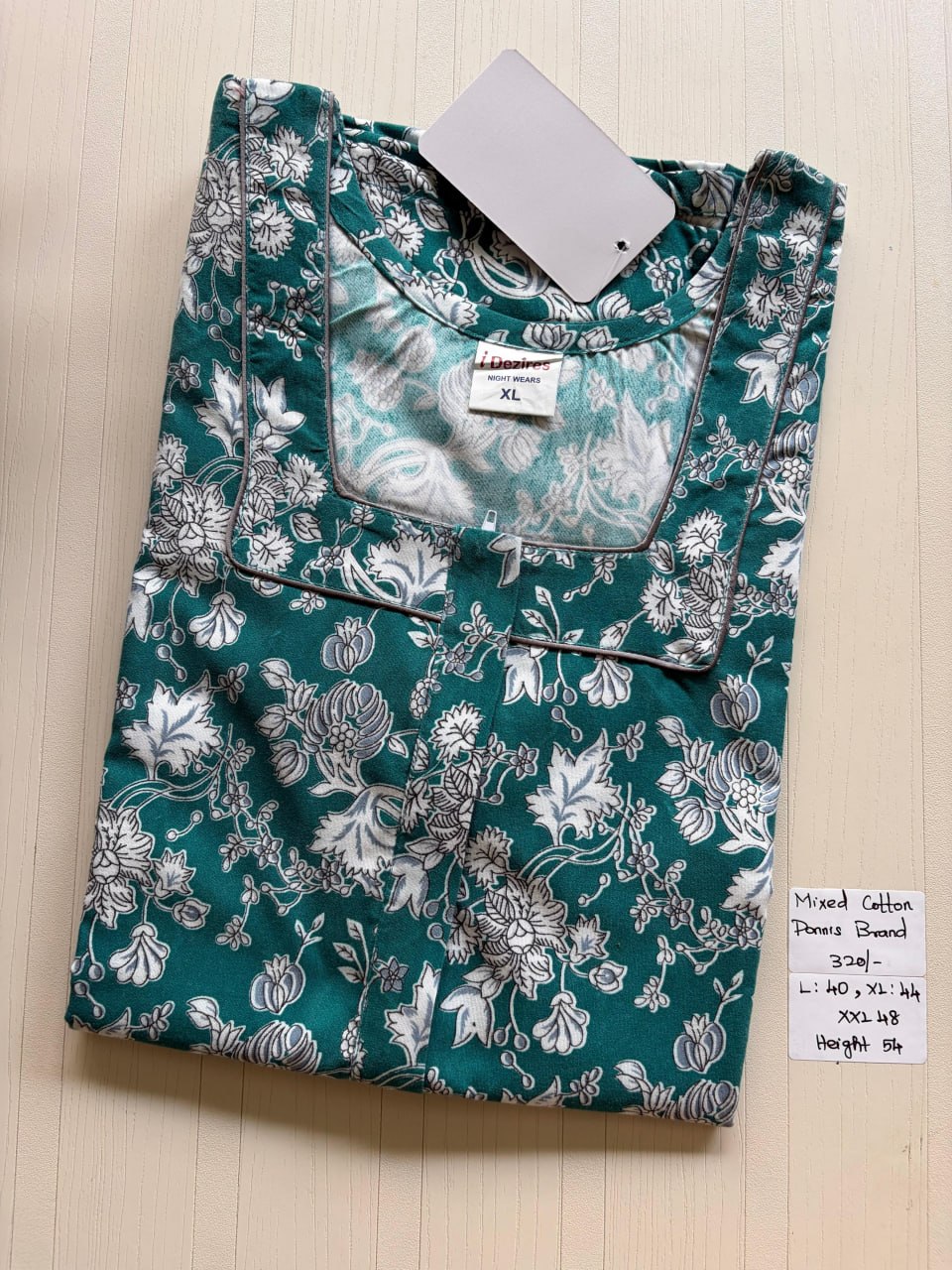 MCS 067 Ponni's Mixed Cotton Zip Nighty