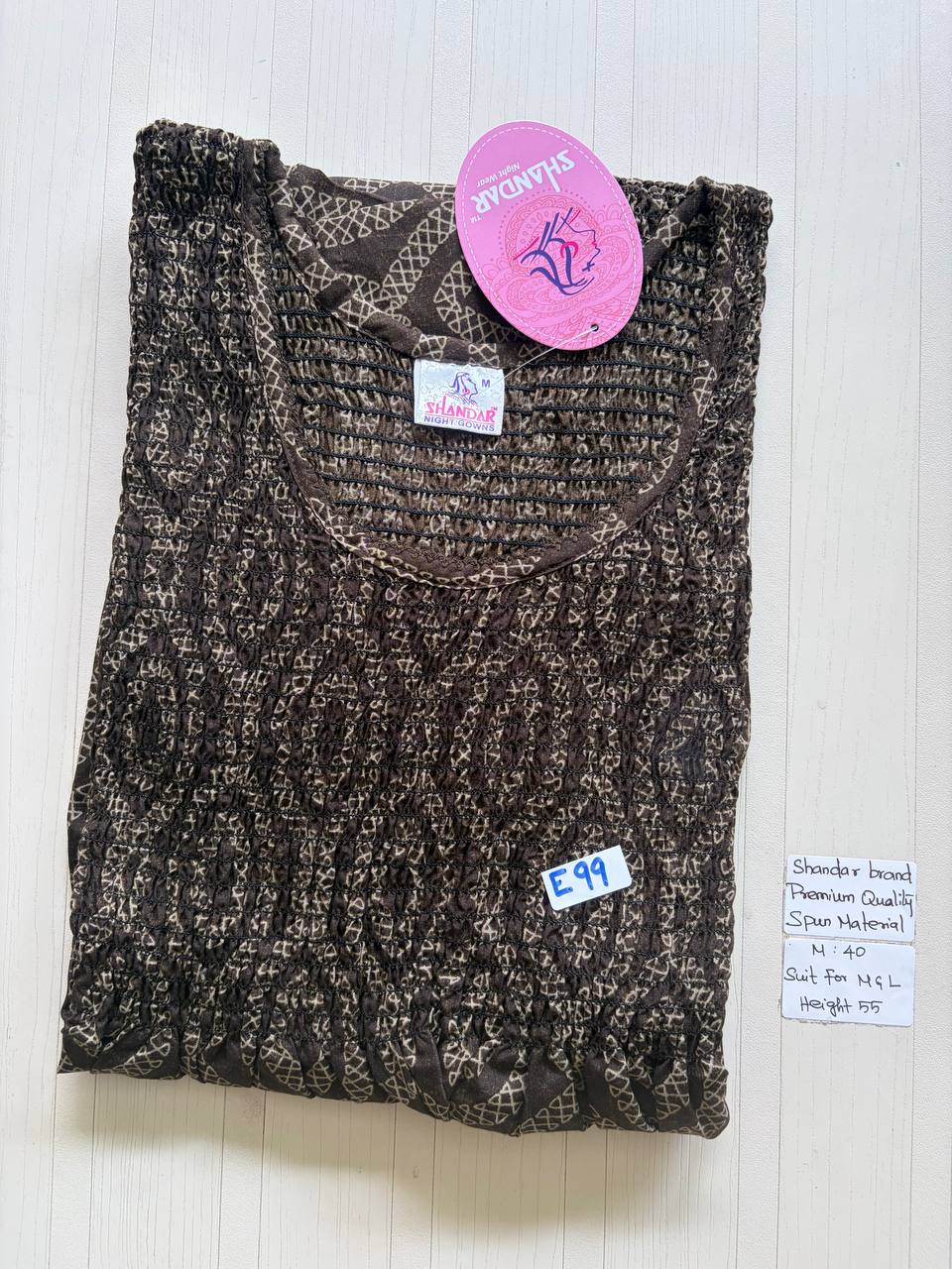 ASS215 Shandar Spun nighty smoking frock