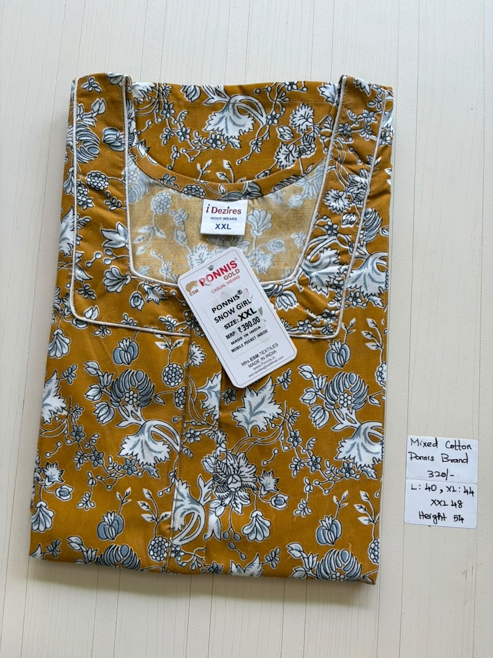MCS 013 Ponni's Mixed Cotton Zip Nighty