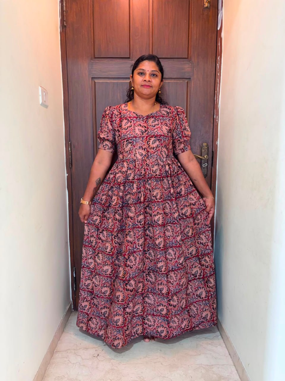 MFS 284 Peacock Height Kalamkari maxi frock YY1 YY2