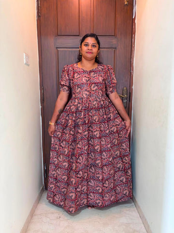 MFS 284 Peacock Height Kalamkari maxi frock YY1 YY2