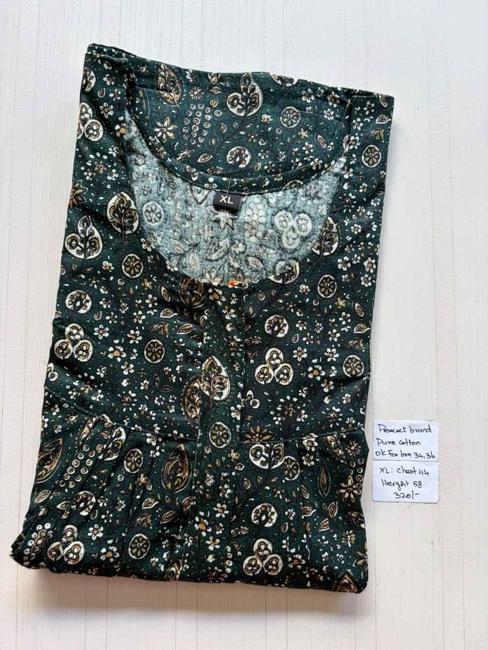 AASHP 184 Height Peacock Pleats Zip Nighty BP HP CPS